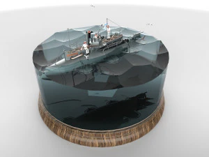 submarine with sailors 3D Model