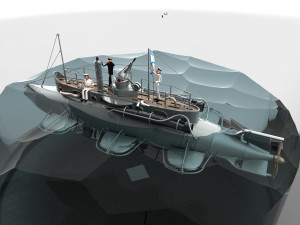 submarine with sailors Modelo 3D
