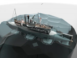 submarine with sailors 3D Model