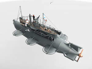 submarine with sailors 3D Model