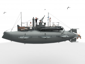 submarine with sailors Modelo 3D