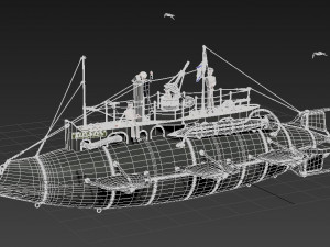 submarine with sailors Modelo 3D