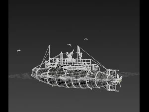 submarine with sailors 3D Model