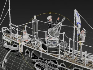 submarine with sailors 3D Model
