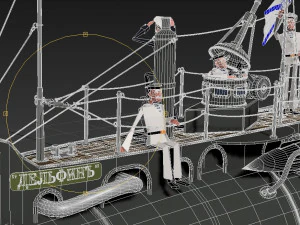 submarine with sailors 3D Model