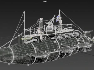 submarine with sailors 3D Model