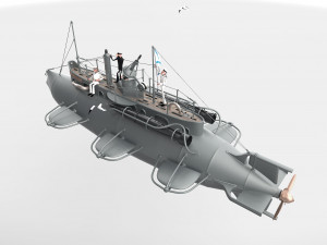 submarine with sailors Modelo 3D