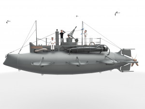 submarine with sailors Modelo 3D