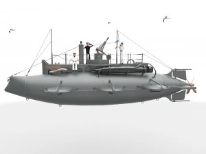 submarine with sailors 3D Model