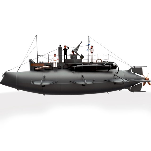 submarine with sailors Modelo 3D .c4d .max .obj .3ds .fbx .stl .blend 