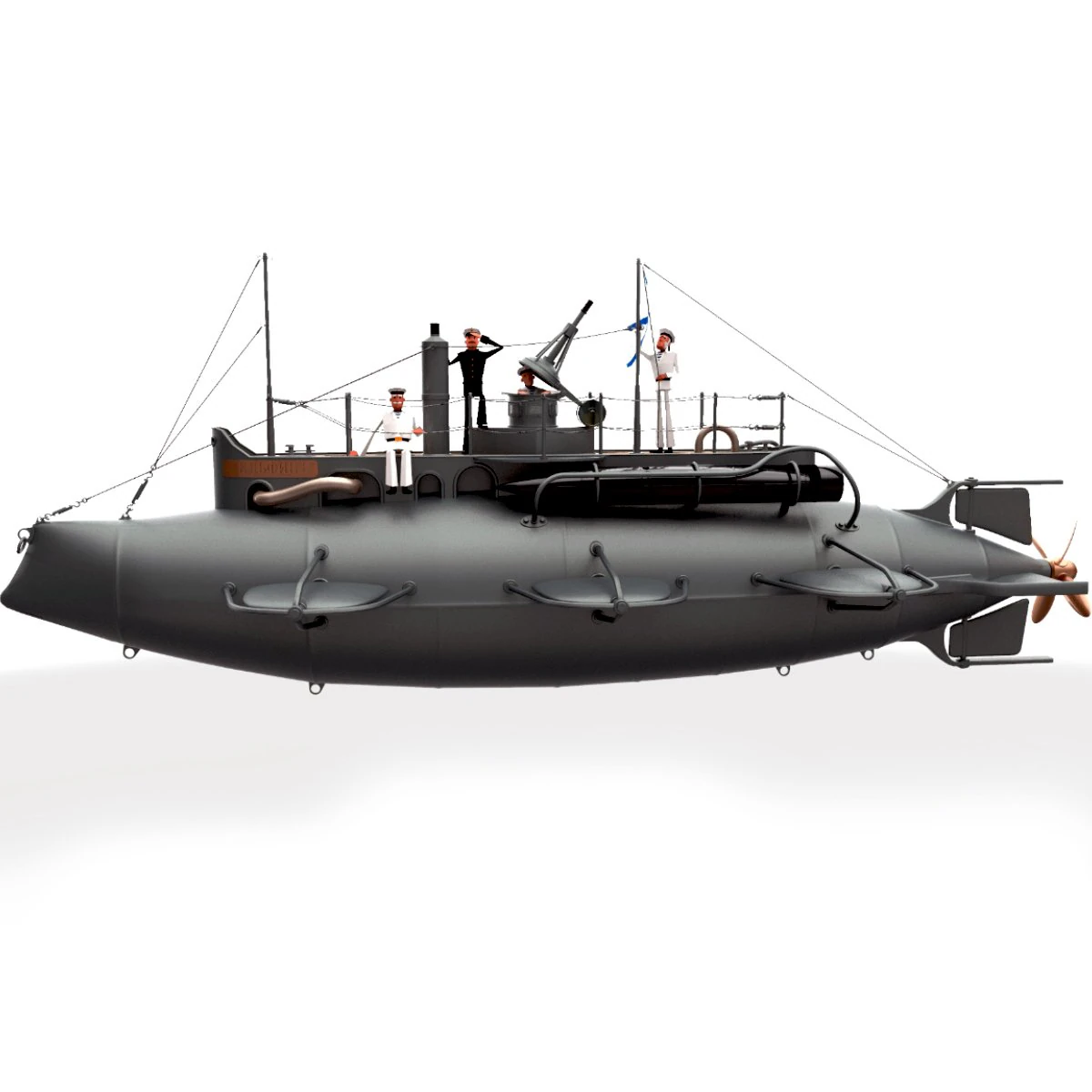 submarine with sailors 3D Model .c4d .max .obj .3ds .fbx .stl .blend 
