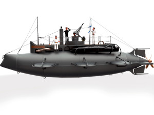 submarine with sailors 3D Model
