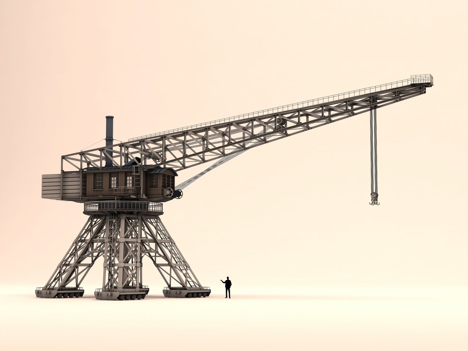 Crane Harbor 3D Model in Machines 3DExport