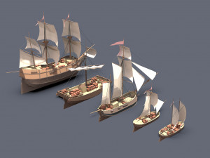 sailboats low poly 3D-Modell