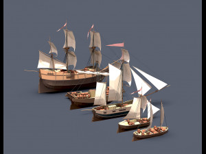 sailboats low poly 3D-Modell