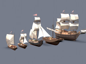 sailboats low poly 3D-Modell