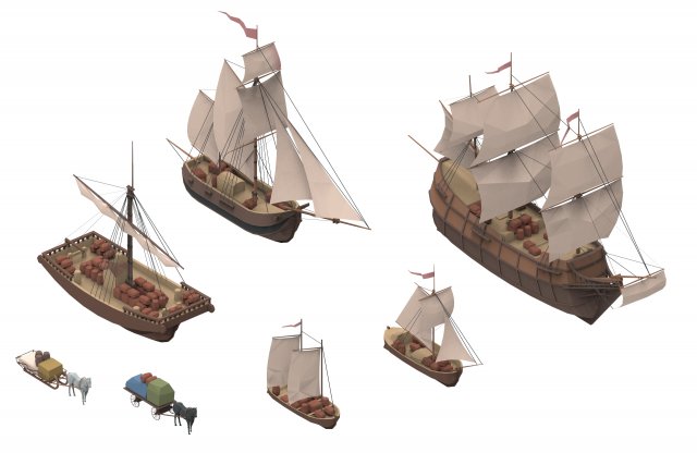 sailboats low poly 3D-Modell .c4d .max .obj .3ds .fbx .stl .blend 