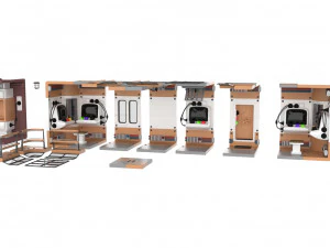 risorsa interna del veicolo spaziale a basso numero di poligoni Modello 3D