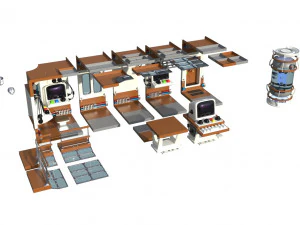 risorsa interna del veicolo spaziale a basso numero di poligoni Modello 3D