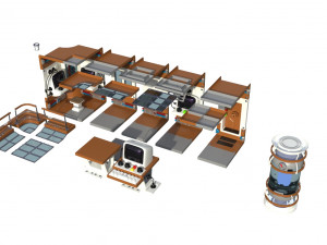 spacecraft interior asset low-poly Modelo 3D