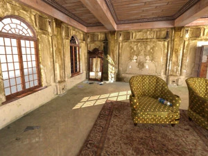 Oyunun i&ccedil; kısmı harabe deposu d&uuml;ş&uuml;k poli 3D Model