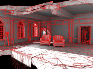 Game interior ruin storage low-poly 3D Model