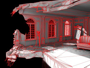 Game interior ruin storage low-poly 3D Model