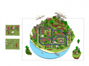 island city low-poly Model 3D