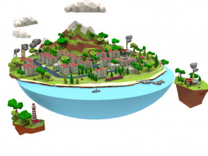 island city low-poly Model 3D