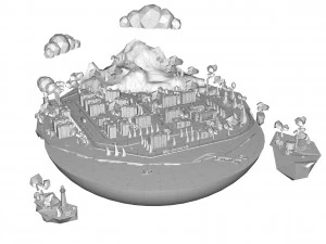 island city low-poly 3D Model