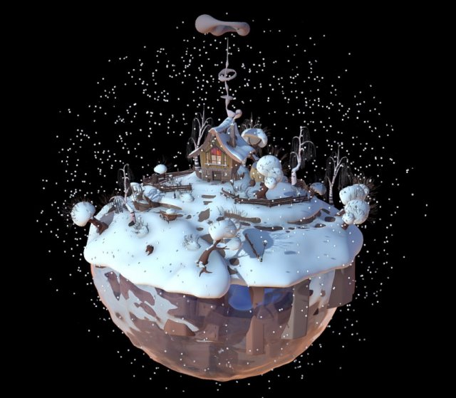 winter landscape 3D Model .c4d .max .obj .3ds .fbx .stl .blend 
