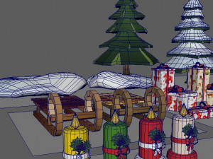 Set gifts and toy christmas tree Model 3D