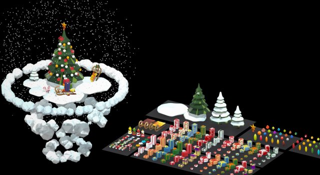Set gifts and toy christmas tree Model 3D .c4d .max .obj .3ds .fbx .stl .blend 