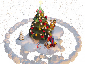 Set gifts and toy christmas tree Model 3D