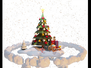 Set gifts and toy christmas tree Model 3D