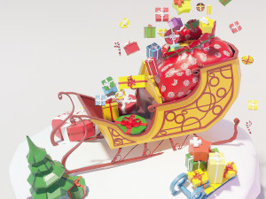 sleigh with gifts 3Dモデル