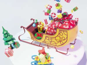 sleigh with gifts 3D Model