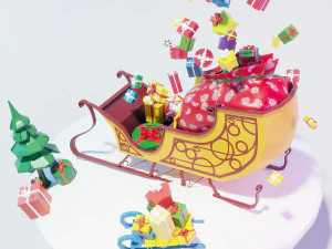 sleigh with gifts 3D Model