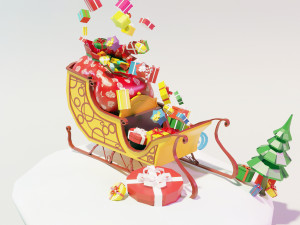 sleigh with gifts 3D Model
