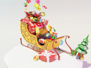 sleigh with gifts 3D Model