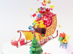 sleigh with gifts 3D Model