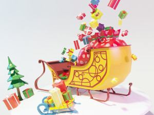 sleigh with gifts 3D Model