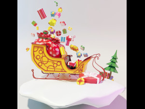 sleigh with gifts 3D Model