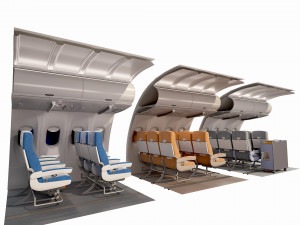 Airplane interior parts 3 color 3D Model