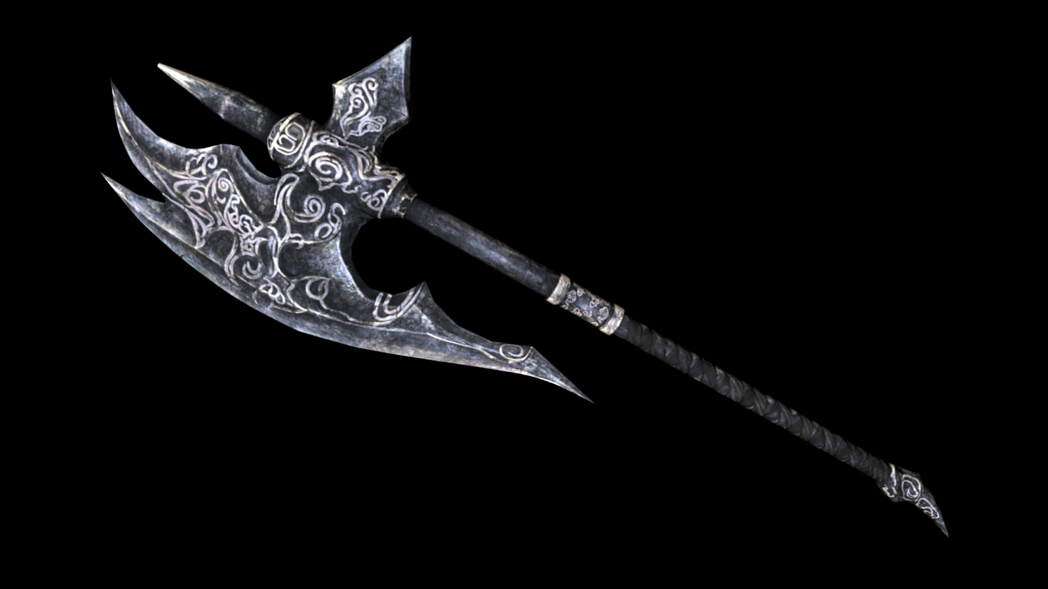 ebony battleaxe tes v skyrim 3D Model .c4d .max .obj .3ds .fbx .stl .blend 