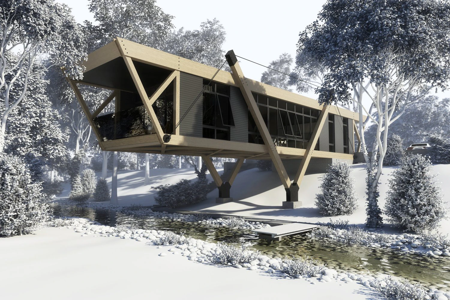 amazing constructivism style house 3D Model .c4d .max .obj .3ds .fbx .stl .blend 