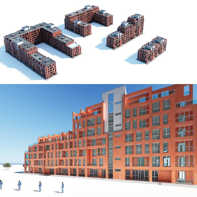 high detailed complex building 3D मॉडल .c4d .max .obj .3ds .fbx .stl .blend 