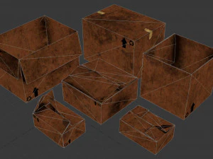 Old cardboard boxes game ready 3D Model