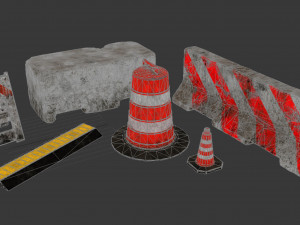 Road barriers game ready 3D Model