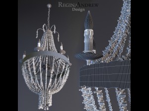 turquoise beads six-light chandelier Modelo 3D